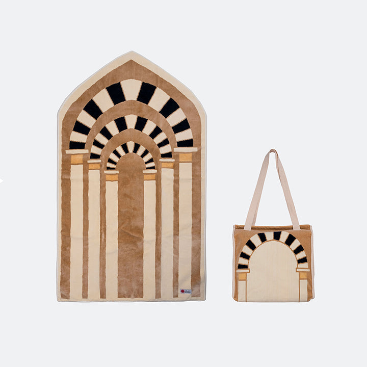 Prophet's Mosque Arches Prayer Mat with matching handbag