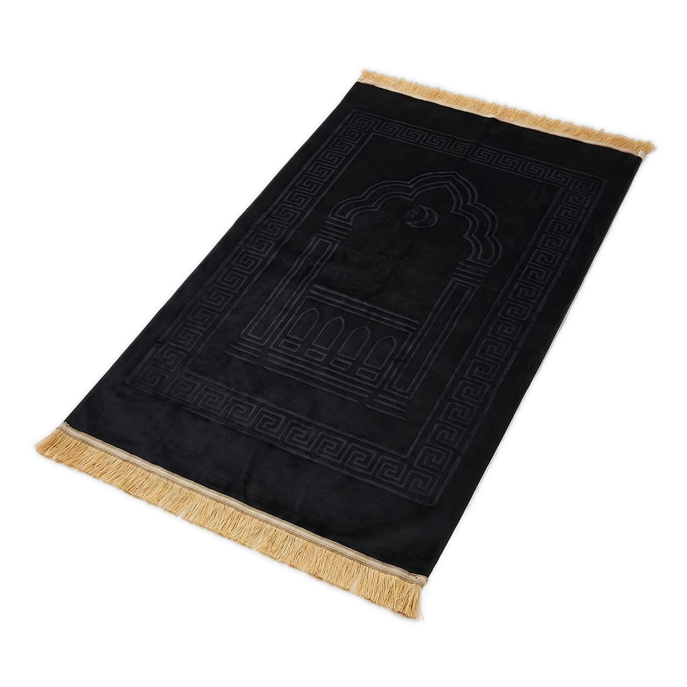 Black Padded Prayer Mat with Embossed design