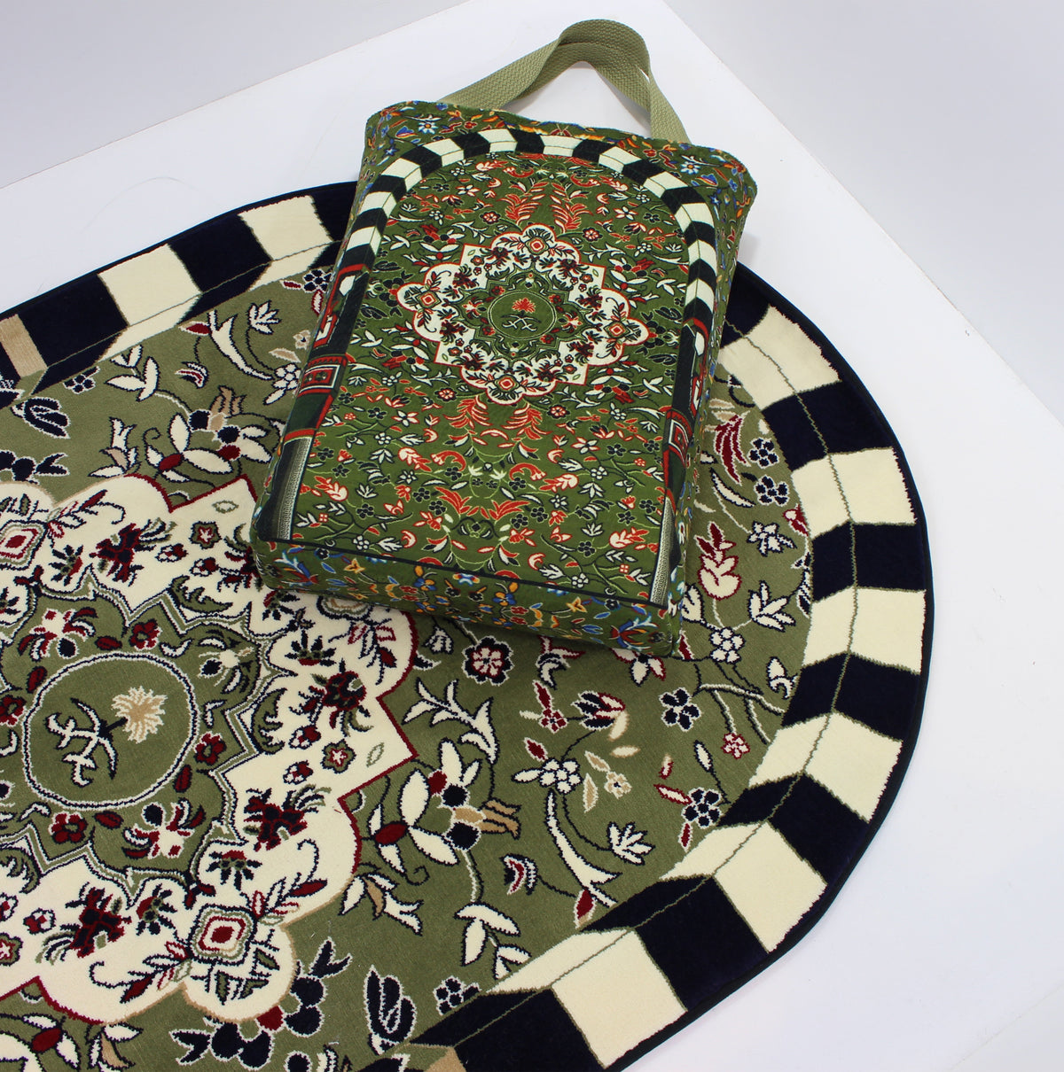 Al Rawdha Prayer Mat Arched with matching handbag