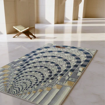 Prophet Mosque Multi Arches Prayer Mat With Matching Hand Bag