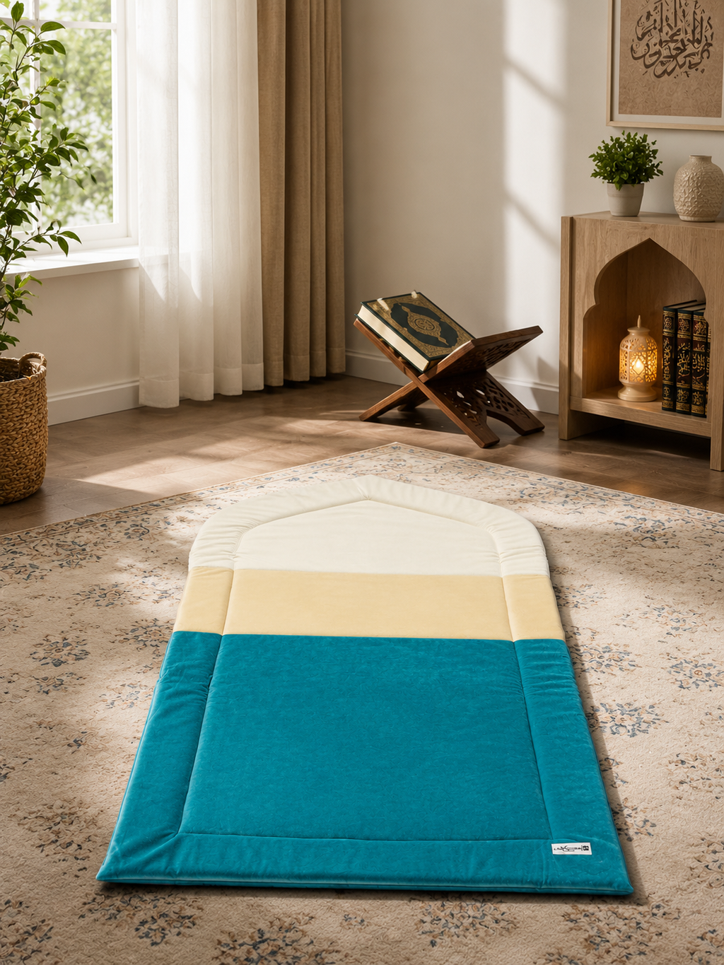 Nusuki Al Dhuhaa Luxury Padded Prayer Mat with Matching Carry Bag