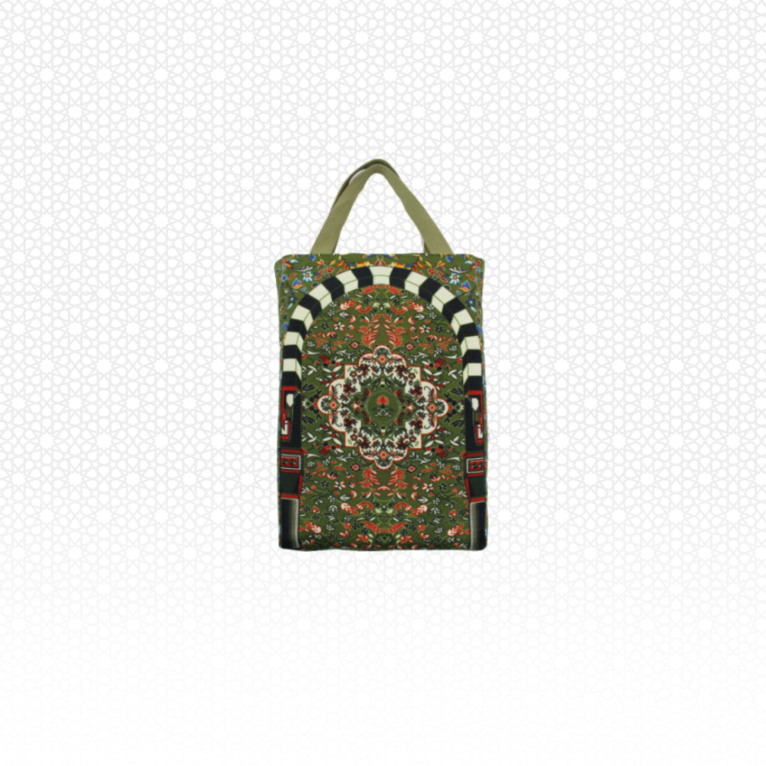 Al Rawdha Prayer Mat Arched with matching handbag