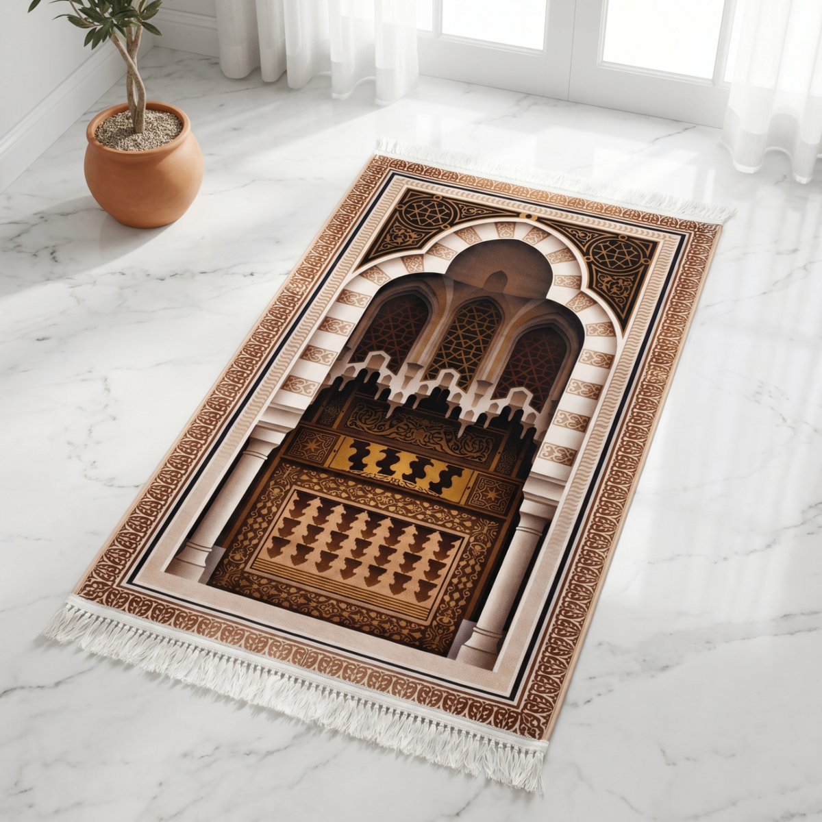 Mocha Mihrab Padded Prayer Mat
