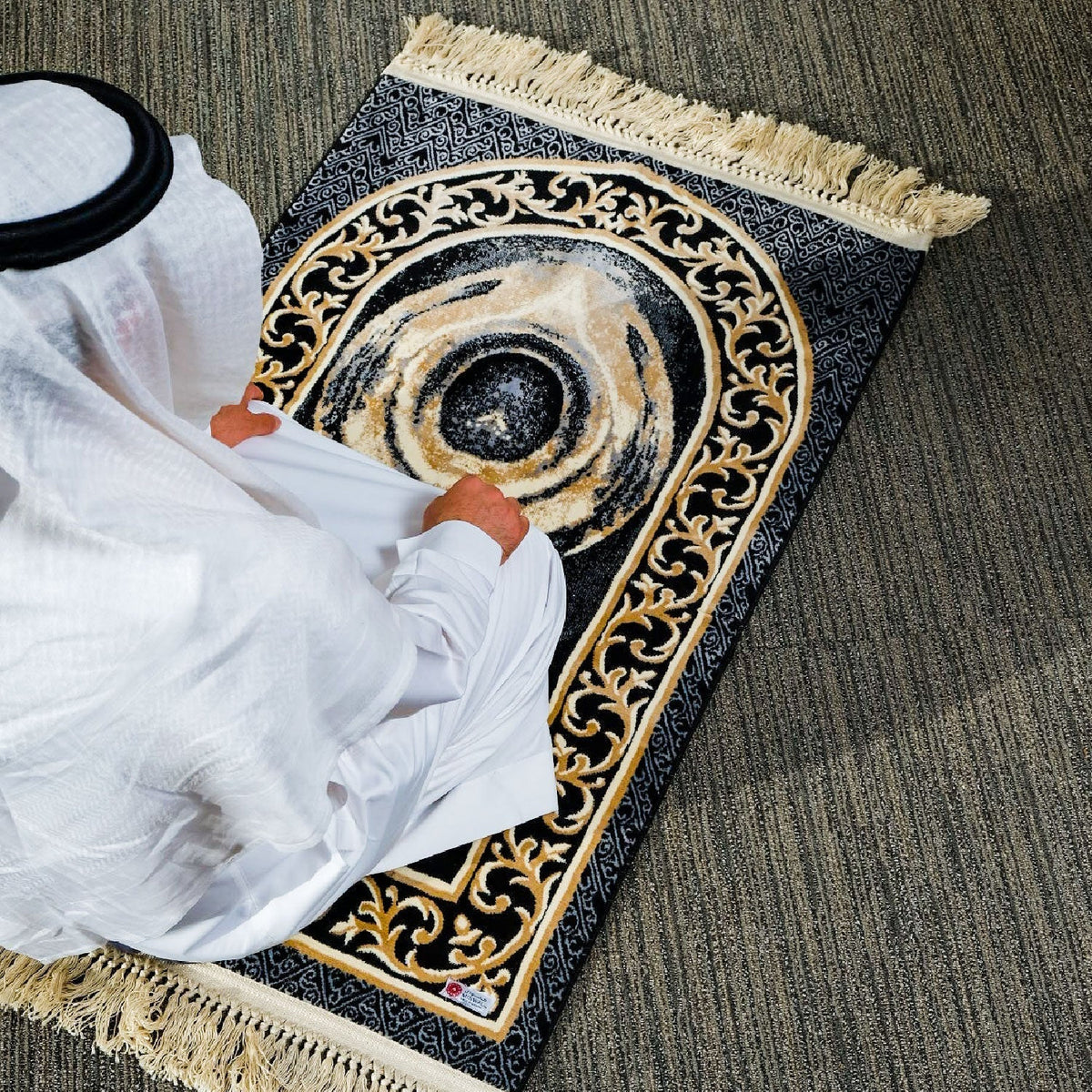 Black Stone Prayer Mat With Handbag