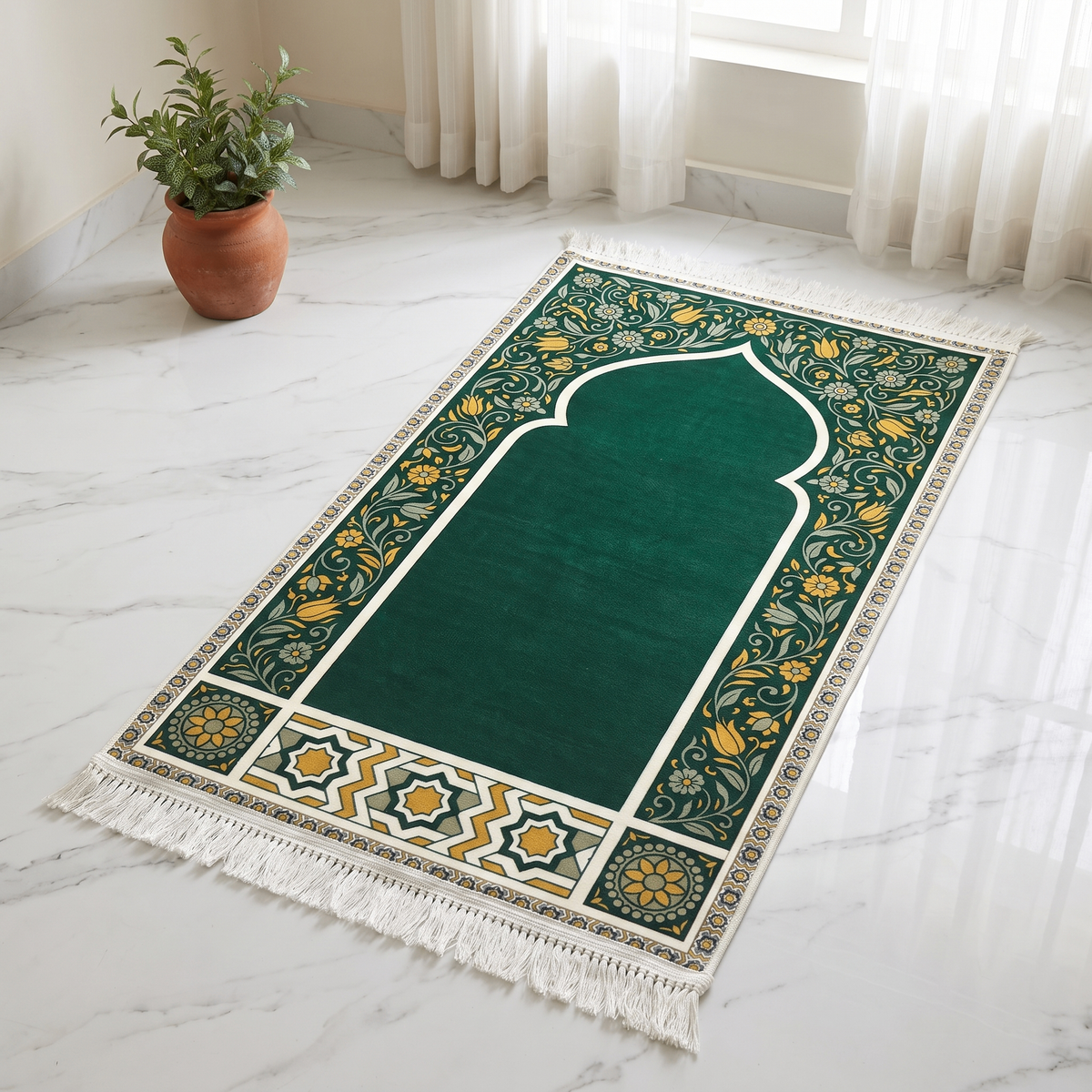Olive Bloom Padded Prayer Mat