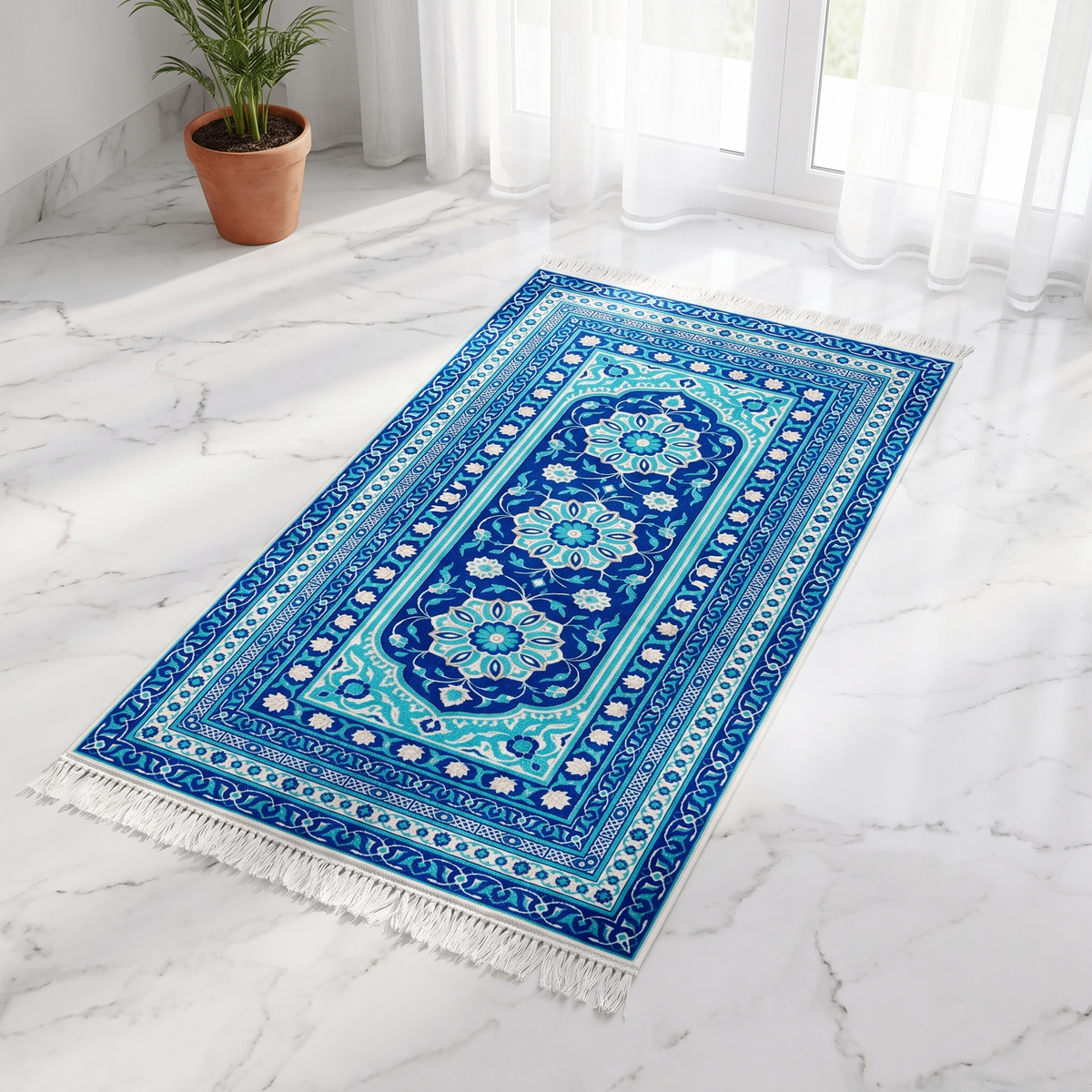 Ottoman Blue Padded Prayer Mat